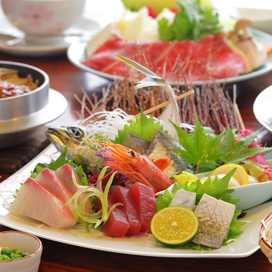駿河の幸、食材に恵まれた立地ならではの、静岡県の旬を集めたお料理の一例